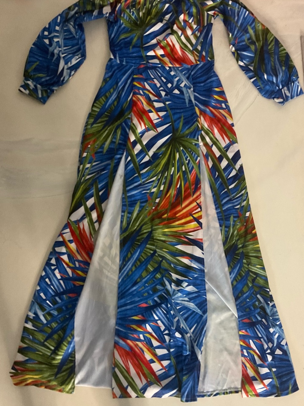 Blue Tropical Print Maxi Dress - Women
